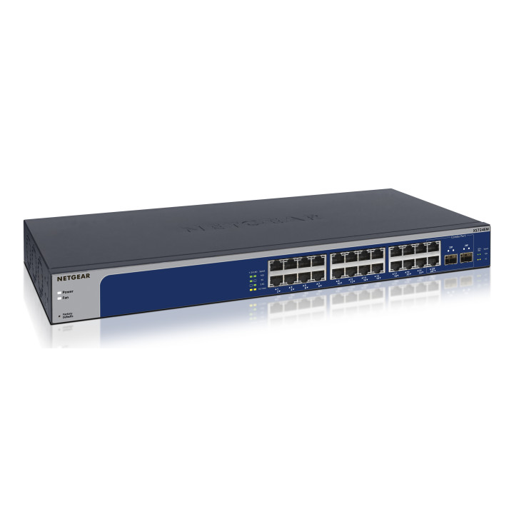 NETGEAR XS724EM Géré L2 10G Ethernet (100/1000/10000) 1U Bleu, Gris — vue 1