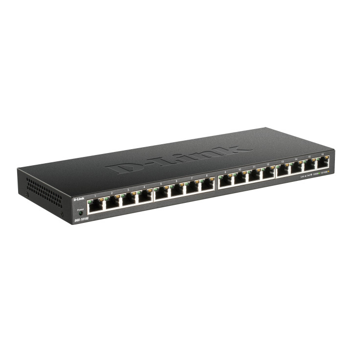 D-Link DGS-1016S Non-géré Gigabit Ethernet (10/100/1000) Noir — vue 1