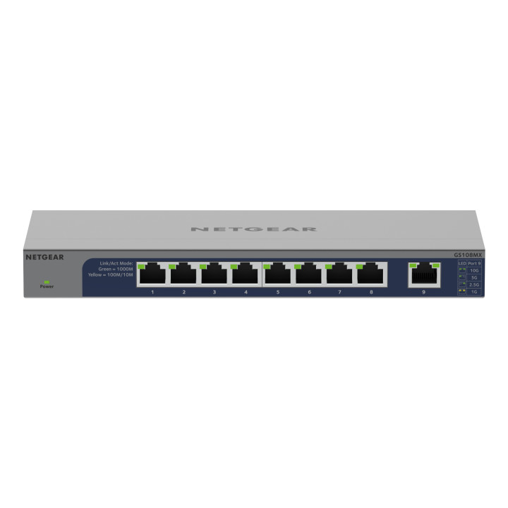 NETGEAR GS108MX-100EUS commutateur réseau Non-géré L2 Gigabit Ethernet (10/100/1000) Montage sur le bureau ou  — vue 1