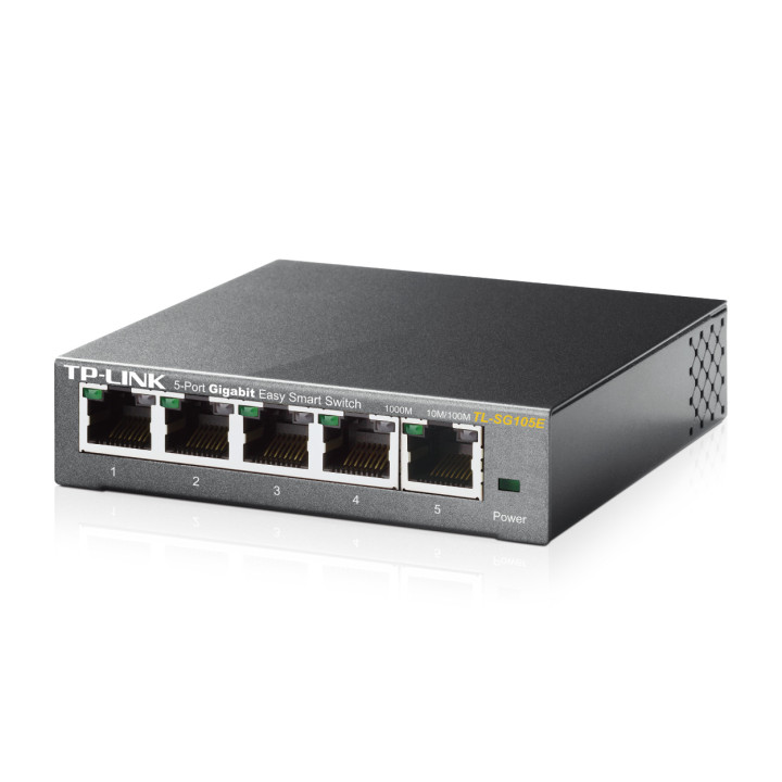 TP-Link TL-SG105E Géré L2 Gigabit Ethernet (10/100/1000) Noir — vue 2