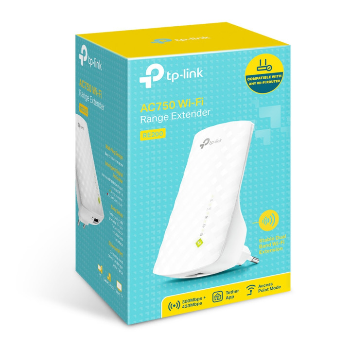 TP-Link RE200 prolongateur réseau Répéteur réseau Blanc 10, 100 Mbit/s — vue 4