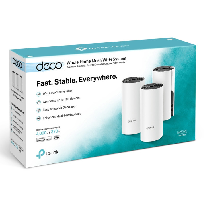 TP-Link Deco M4(3-pack) Bi-bande (2,4 GHz / 5 GHz) Wi-Fi 5 (802.11ac) Blanc 2 Interne — vue 3