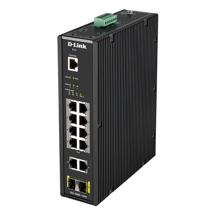 D-Link DIS-200G-12PS commutateur réseau Géré L2 Gigabit Ethernet (10/100/1000) Connexion Ethernet, supportant  — vue 2