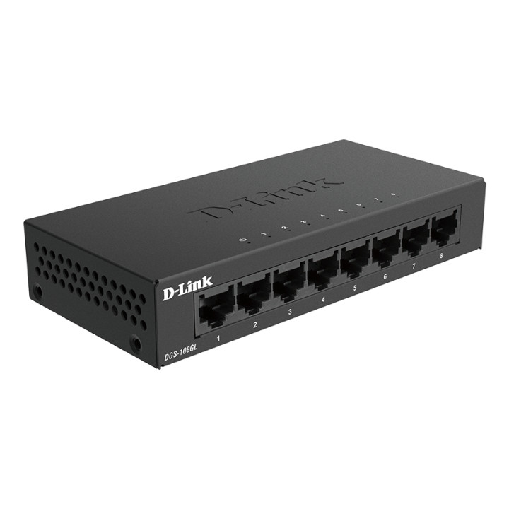 D-Link DGS-108GL Non-géré Gigabit Ethernet (10/100/1000) Noir — vue 1