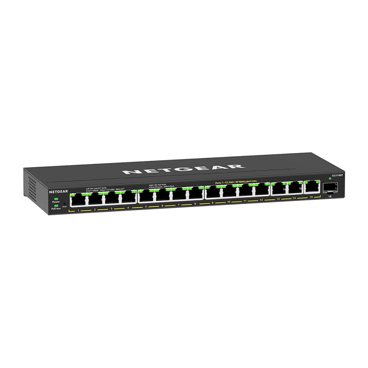 NETGEAR GS316EP Géré Gigabit Ethernet (10/100/1000) Connexion Ethernet, supportant l'alimentation via ce port  — vue 1
