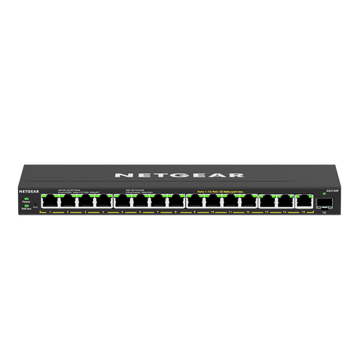 NETGEAR GS316EP Géré Gigabit Ethernet (10/100/1000) Connexion Ethernet, supportant l'alimentation via ce port  — vue 2