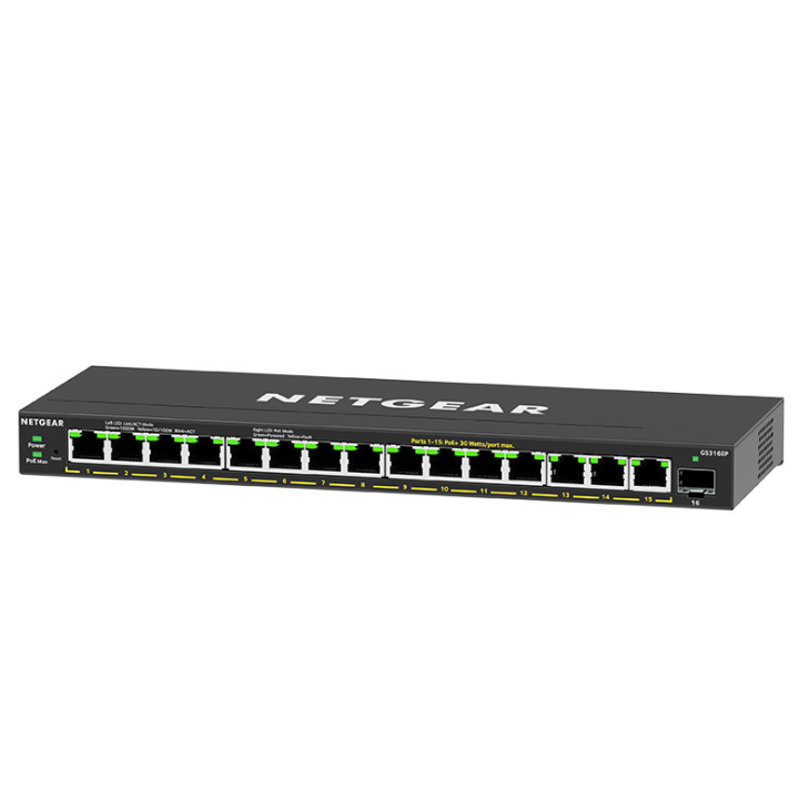 NETGEAR GS316EP Géré Gigabit Ethernet (10/100/1000) Connexion Ethernet, supportant l'alimentation via ce port  — vue 3