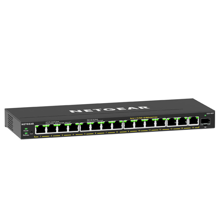 NETGEAR GS316EP Géré Gigabit Ethernet (10/100/1000) Connexion Ethernet, supportant l'alimentation via ce port  — vue 5