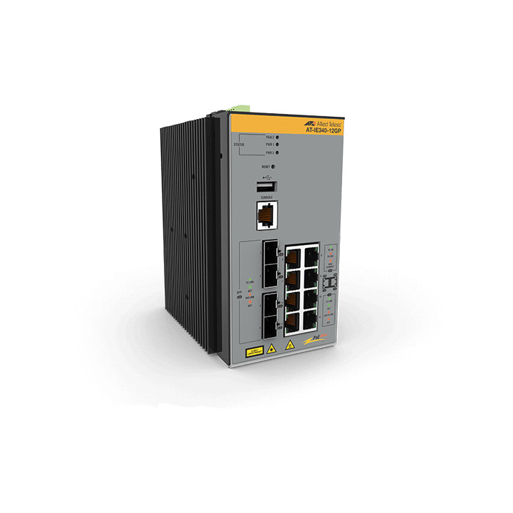 Allied Telesis AT-IE340-12GP-80 Géré L3 Gigabit Ethernet (10/100/1000) Connexion Ethernet, supportant l'alimen — vue 1