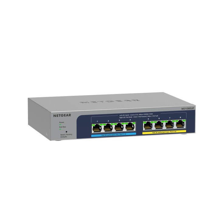 NETGEAR MS108EUP Géré L2/L3 2.5G Ethernet (100/1000/2500) Connexion Ethernet, supportant l'alimentation via ce — vue 3