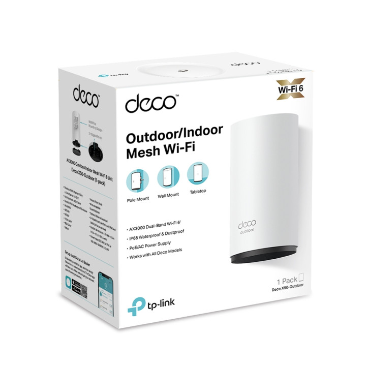 TP-Link Deco X50-Outdoor Bi-bande (2,4 GHz / 5 GHz) Wi-Fi 6 (802.11ax) Blanc 1 Interne — vue 3