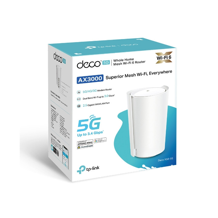 TP-Link Deco X50-5G Bi-bande (2,4 GHz / 5 GHz) Wi-Fi 6 (802.11ax) Blanc 3 Interne — vue 3