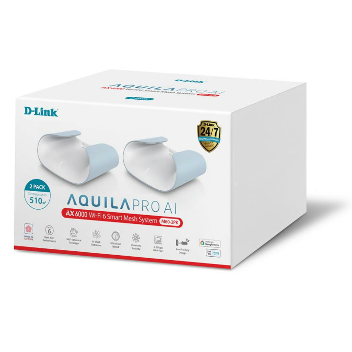 D-Link M60-2 système Wi-Fi maillé Bi-bande (2,4 GHz / 5 GHz) Wi-Fi 6 (802.11ax) Blanc 4 Interne — vue 5