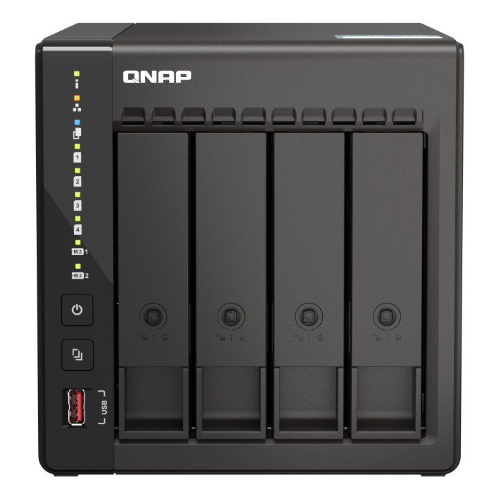 QNAP TS-453E NAS Tower Intel® Celeron® J6412 8 Go 0 To QNAP QTS Noir — vue 1