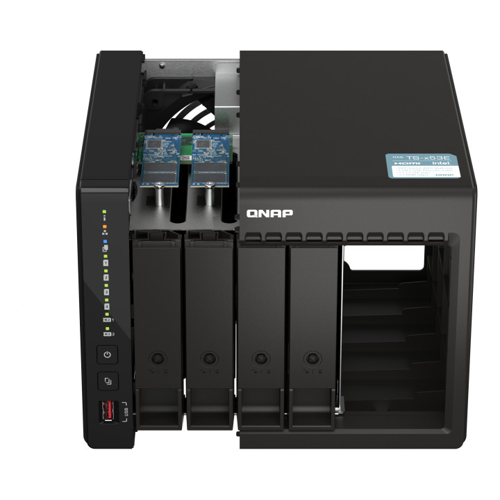 QNAP TS-453E NAS Tower Intel® Celeron® J6412 8 Go 0 To QNAP QTS Noir — vue 2
