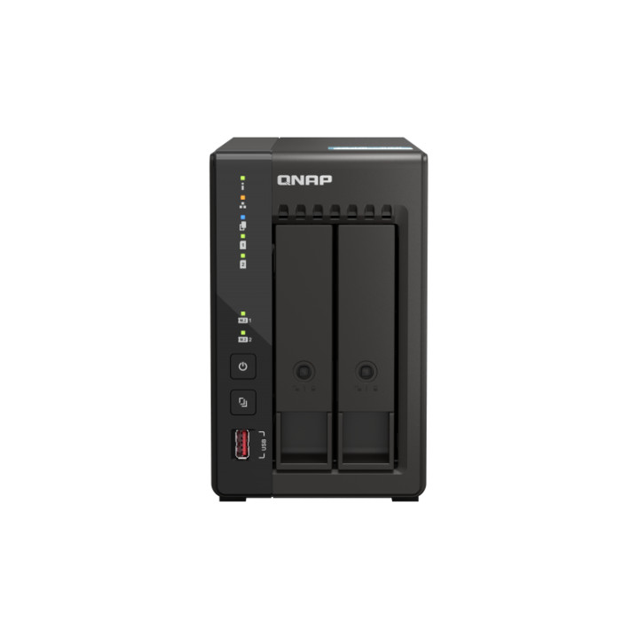 QNAP TS-253E NAS Tower Intel® Celeron® J6412 8 Go 0 To QNAP QTS Noir — vue 2
