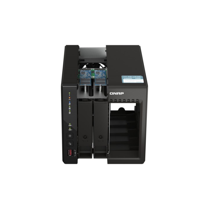 QNAP TS-253E NAS Tower Intel® Celeron® J6412 8 Go 0 To QNAP QTS Noir — vue 3