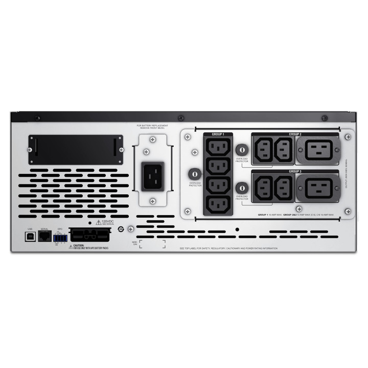 APC Smart-UPS X SMX2200HV - 2200VA, 8x C13 + 2x C19 sortie, USB, runtime extensible, profondeur limitée — vue 3