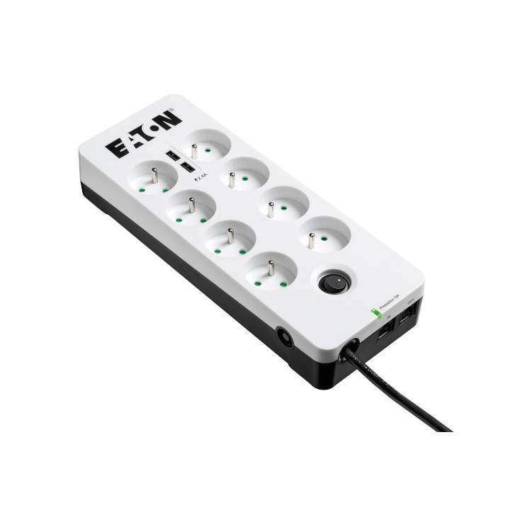 Eaton PB8TUF protection surtension Noir, Blanc 8 sortie(s) CA 220 - 250 V 1,5 m — vue 1