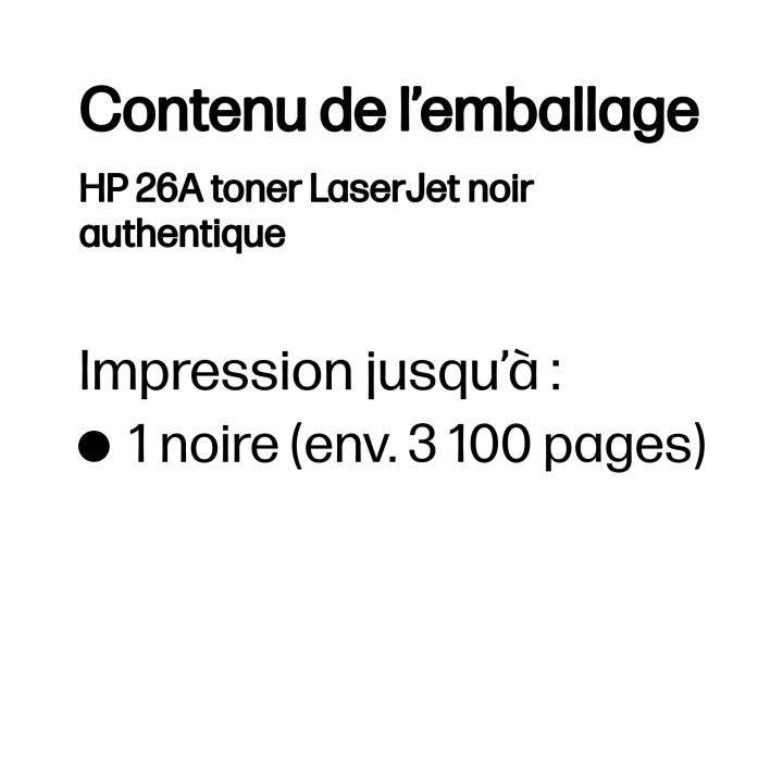 HP 26A toner LaserJet noir authentique — vue 3