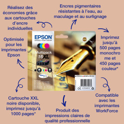 Epson Pen and crossword Singlepack Cyan 16XL DURABrite Ultra — Cartouche d'encre cyan XL, 450 pages