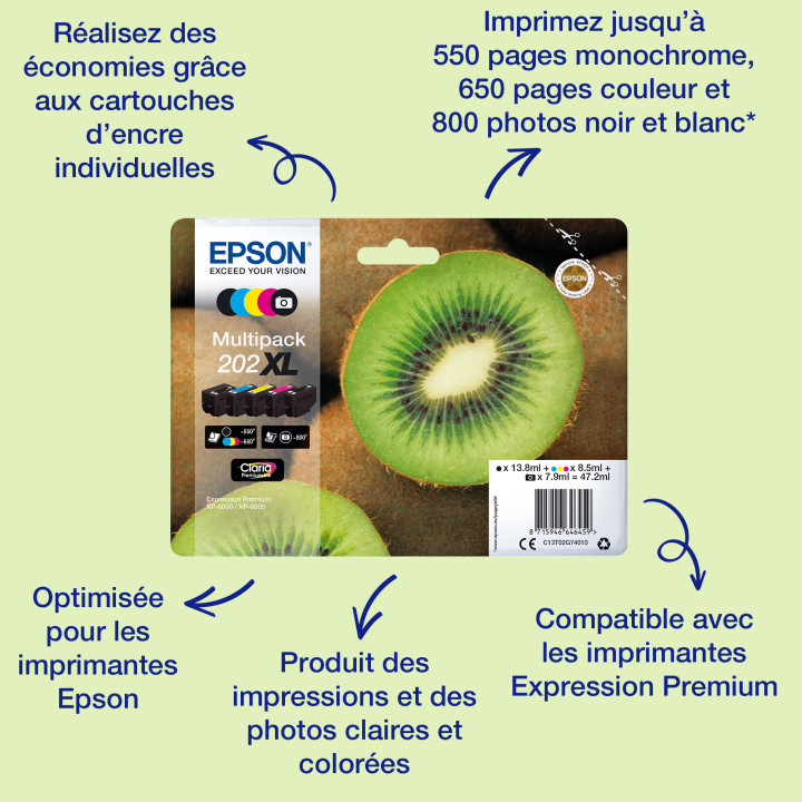 Epson Kiwi Singlepack Magenta 202 Claria Premium Ink — vue 1
