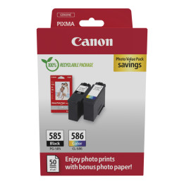 Canon PG-585/CL-586 PVP cartouche d'encre 2 pièce(s) Original Noir, Cyan, Magenta, Jaune — vue 1