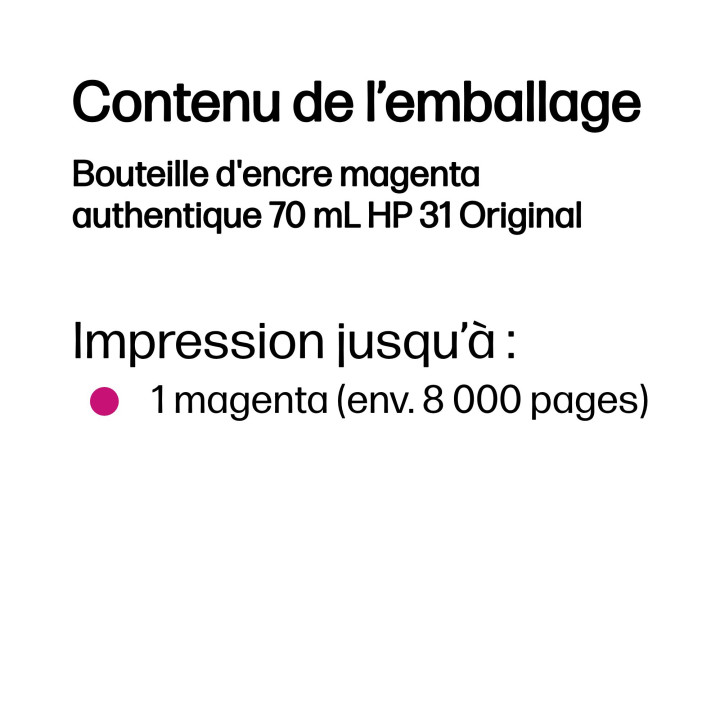 HP Bouteille d'encre magenta authentique 70 mL 31 Original — vue 2