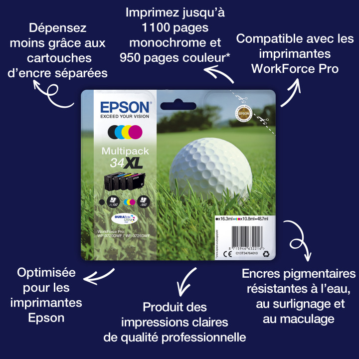 Epson Golf ball Encre magenta DURABrite Ultra Balle de golf 34XL — vue 2