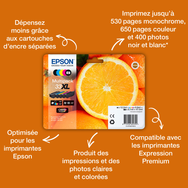 Epson Oranges Encre cyan Claria Premium 33XL — vue 2