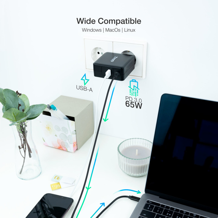 TooQ TQLC-USBC65PD adaptateur de puissance & onduleur Intérieure 65 W Noir — vue 4