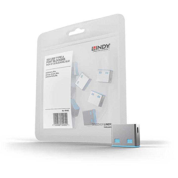 Lindy Bloqueurs de ports USB A, 10 pièces, Bleu — vue 1