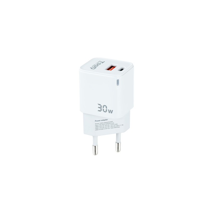 TooQ TQWC-GANQCPD30WT chargeur d'appareils mobiles Universel Blanc Secteur Charge rapide Intérieure — vue 1