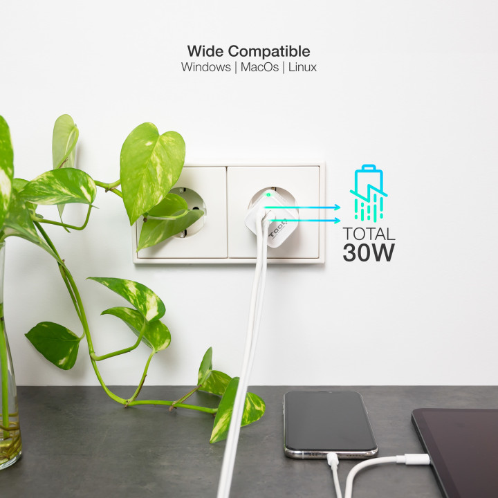 TooQ TQWC-GANQCPD30WT chargeur d'appareils mobiles Universel Blanc Secteur Charge rapide Intérieure — vue 5