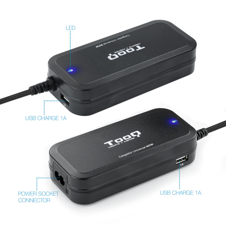 TooQ TQLC-90BS02AT adaptateur de puissance & onduleur Intérieure 90 W Noir — vue 3