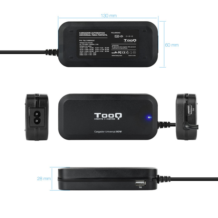 TooQ TQLC-90BS02AT adaptateur de puissance & onduleur Intérieure 90 W Noir — vue 4