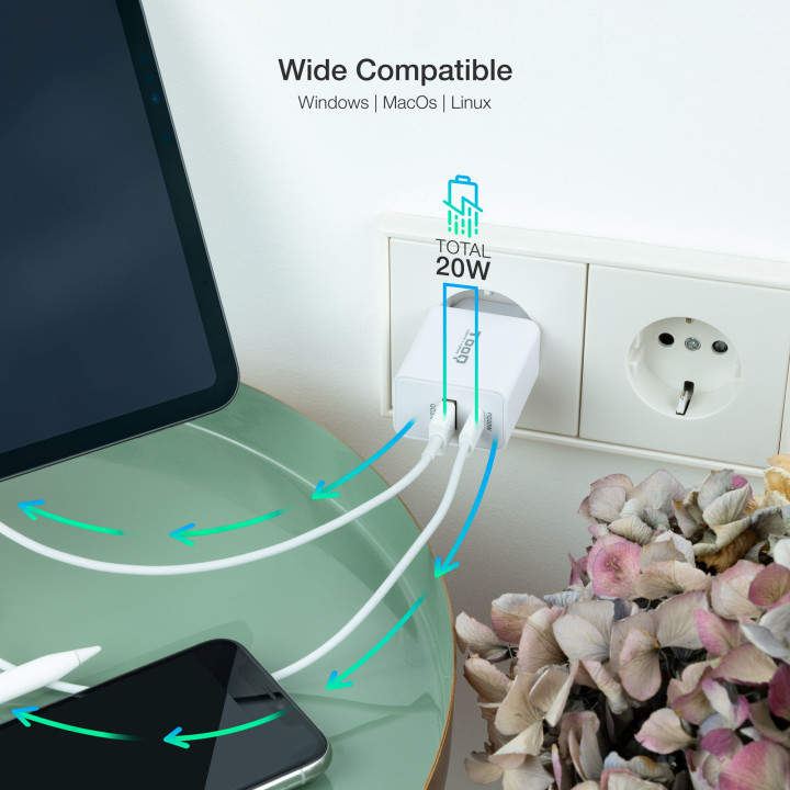 TooQ TQWC-2SC04WT chargeur d'appareils mobiles Universel Blanc Secteur Charge rapide Intérieure — vue 4