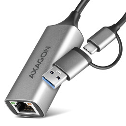 Axagon ADE-TXCA Gigabit Ethernet Adapter USB-C+ USB-A - titangrau - Adapter - Digital/Daten 1000 Mbit/s — vue 1