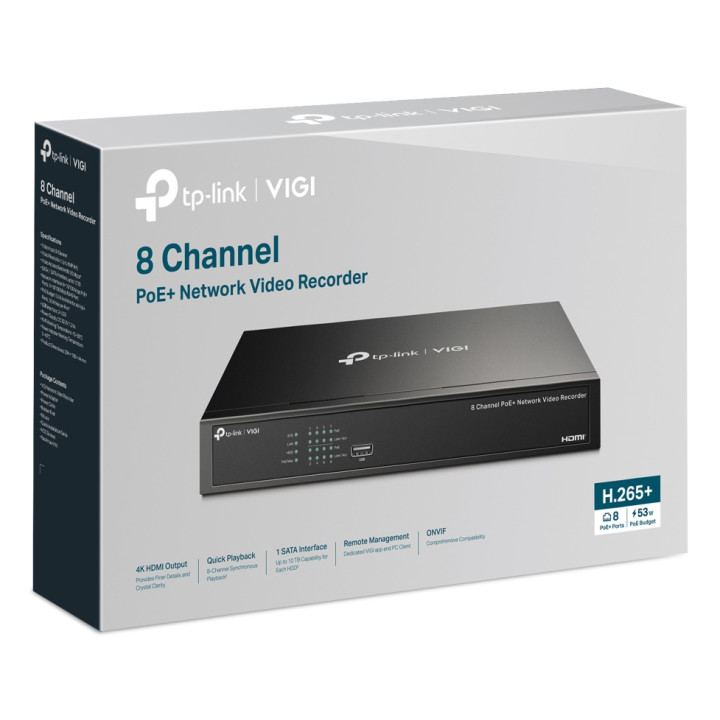TP-Link VIGI NVR1008H-8P Noir — vue 1
