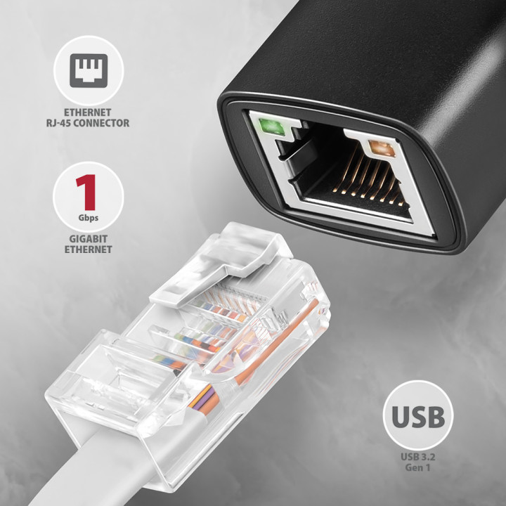 Axagon ADE-ARC USB-C 3.2 Gen 1 - Gigabit Ethernet 10/100/1000 Adapter - Adapter - Digital/Daten 1000 Mbit/s — vue 2
