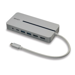Lindy DST-Mx Duo, Mini Docking Station USB-C pour Laptop/MacBook avec prise en charge 4K sur deux écrans et ch — vue 1