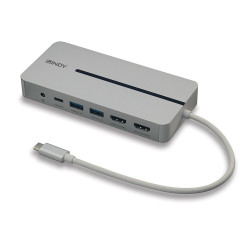 Lindy DST-Mx Duo, Mini Docking Station USB-C pour Laptop/MacBook avec prise en charge 4K sur deux