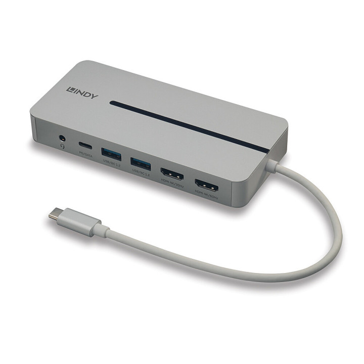 Lindy DST-Mx Duo, Mini Docking Station USB-C pour Laptop/MacBook avec prise en charge 4K sur deux écrans et ch — vue 1
