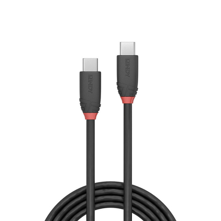 Lindy Câble USB 3.2 Type C de 0.5m, 20Gbit/s, 60W PD, noir — vue 2