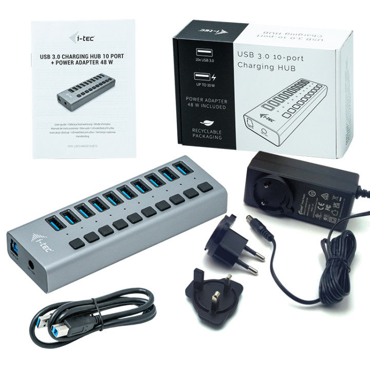 i-tec USB 3.0 Charging HUB 10 port + Power Adapter 48 W — vue 4