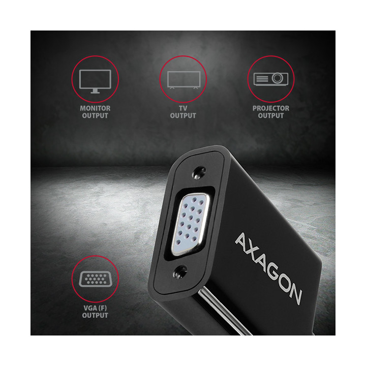 Axagon RVD-VGN câble vidéo et adaptateur 0,15 m DisplayPort VGA (D-Sub) Noir — vue 4