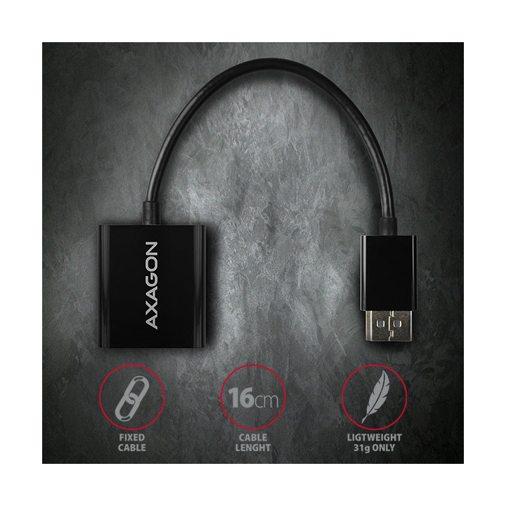 Axagon RVD-VGN câble vidéo et adaptateur 0,15 m DisplayPort VGA (D-Sub) Noir — vue 5