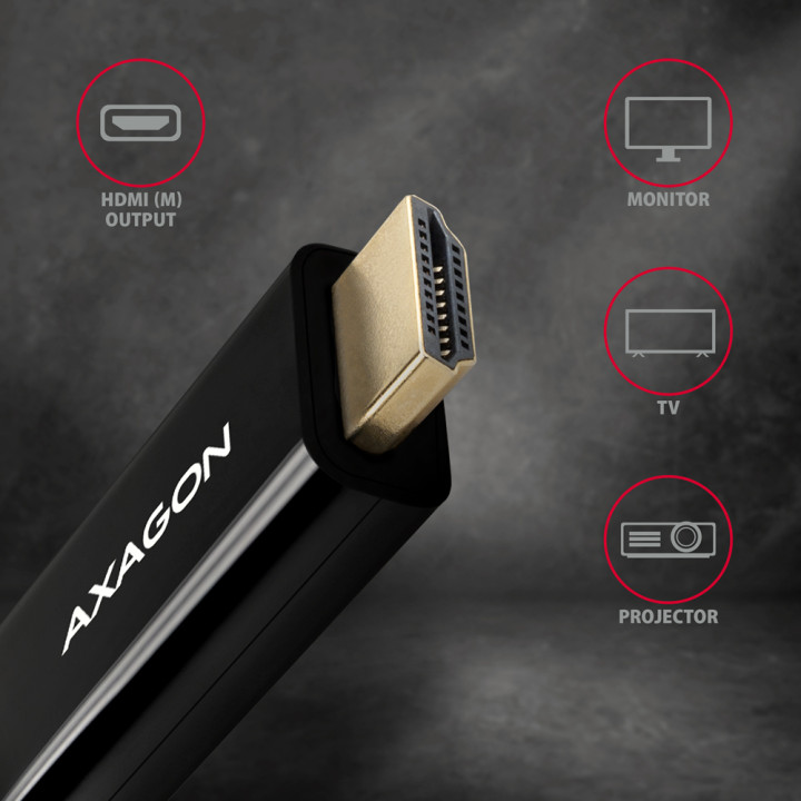 Axagon RVD-HI14C2 câble vidéo et adaptateur 1,8 m HDMI Type A (Standard) DisplayPort Noir — vue 3