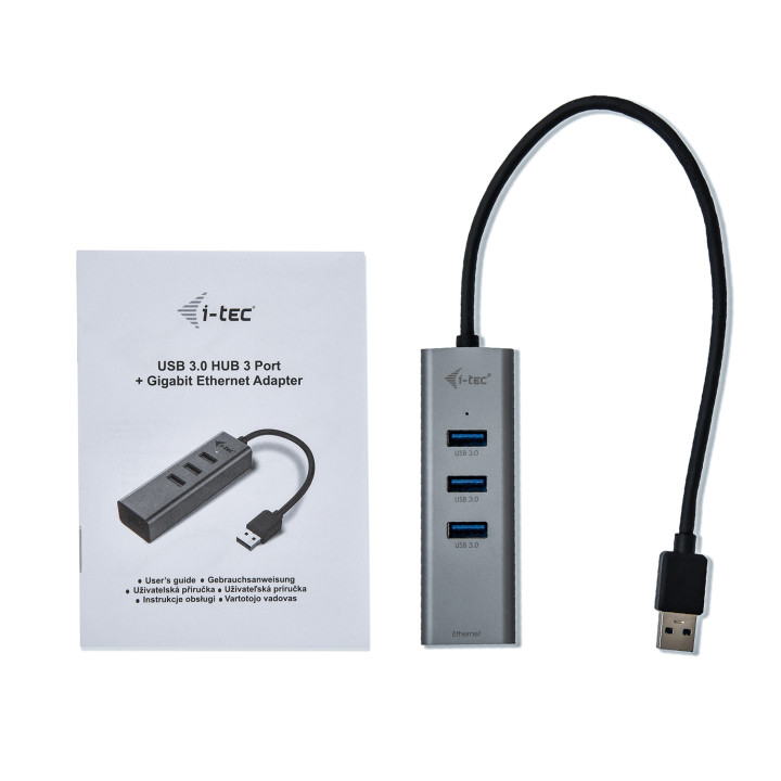 i-tec Metal USB 3.0 HUB 3 Port + Gigabit Ethernet Adapter — vue 5
