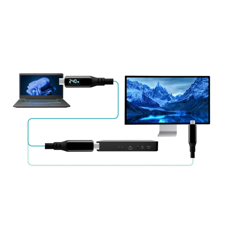 i-tec Thunderbolt 4/USB4 Class Pro Cable 240W with LCD (40 Gbps, 150 cm) — vue 4